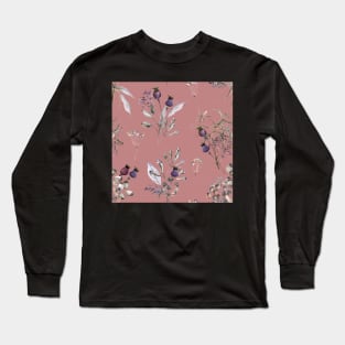 Vintage Florals in Old Rose Long Sleeve T-Shirt